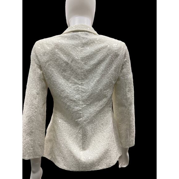 VTG Giorgio Armani Womens Blazer S. S Sequin Ivory Light Snap Buttons Beautiful - Picture 4 of 6